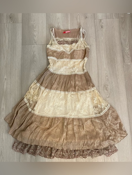 l’cicci Dresses & Skirts - Tiered Lace Maxi Dress in Taupe and Cream